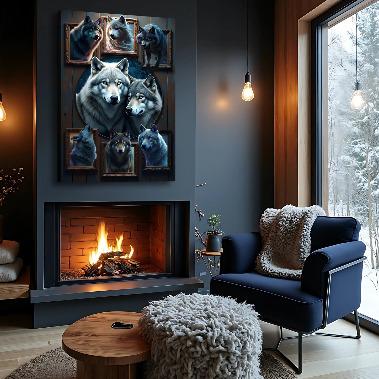 3D Wolf Collage Wall Art Print