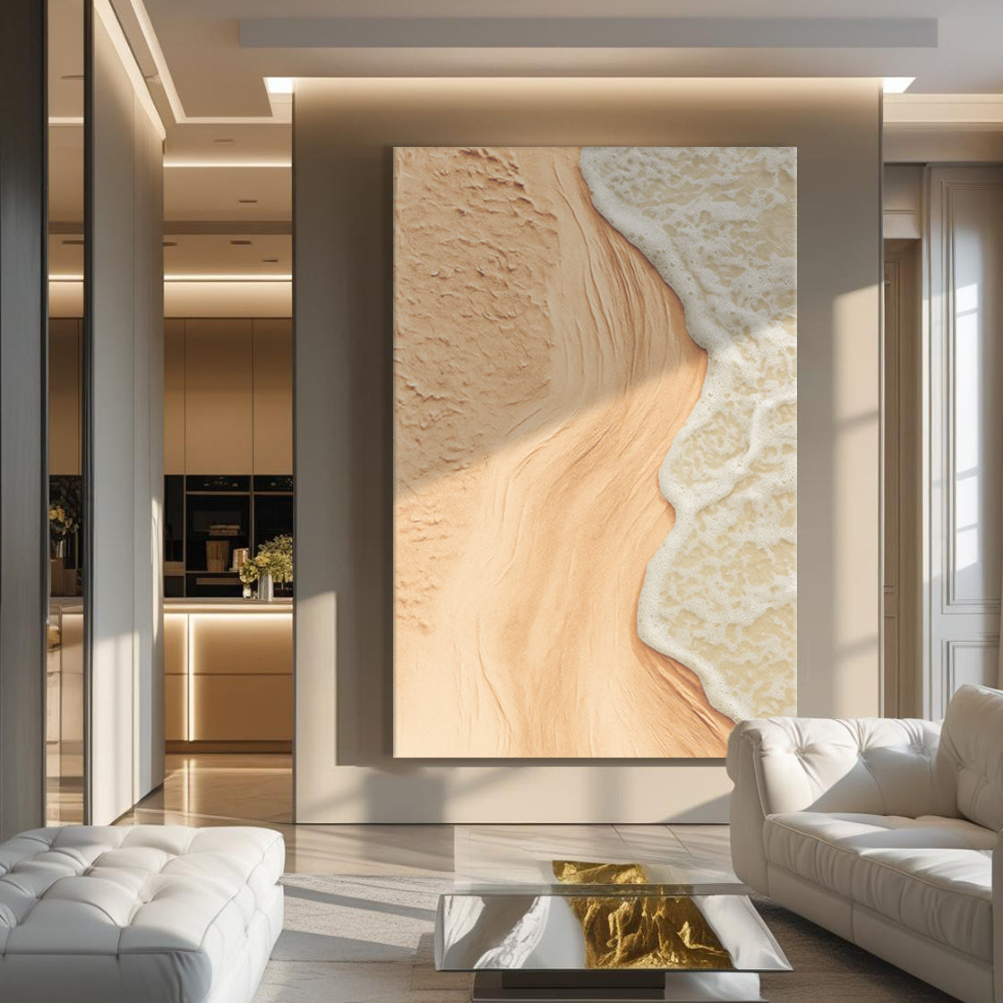 Beige Beach Coastal Canvas Wall Art
