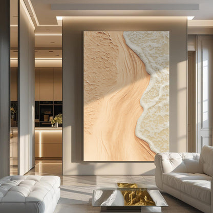 Beige Beach Coastal Canvas Wall Art