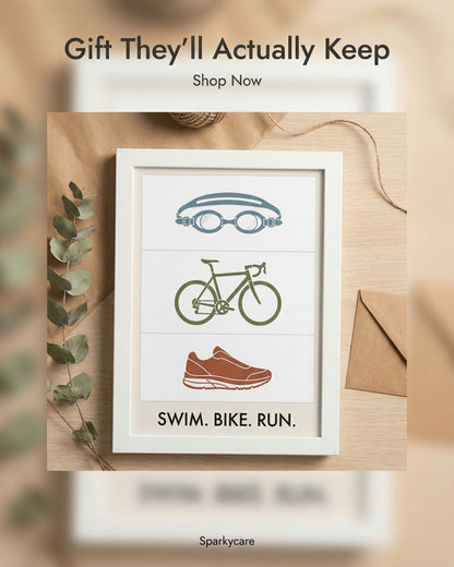 Swim Bike Run Poster: Minimalist Triathlon Icons Wall Art