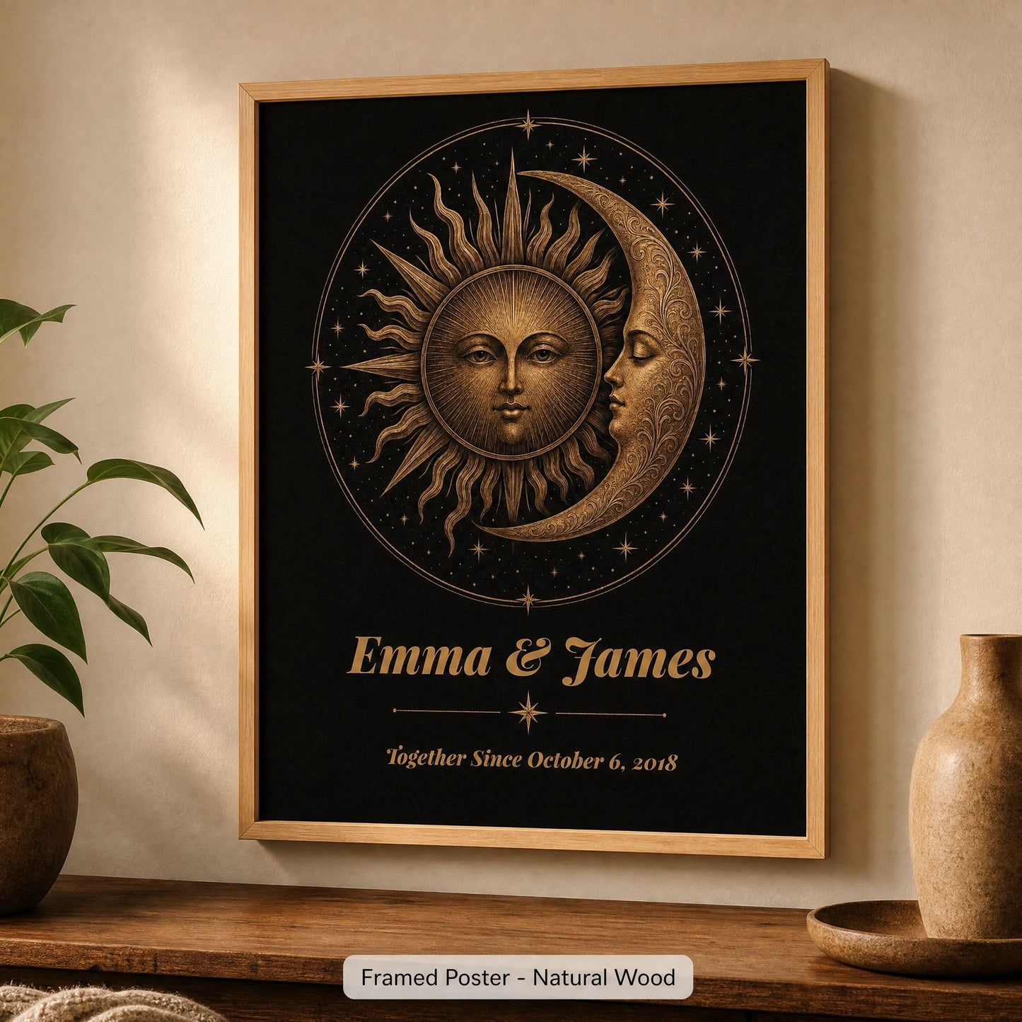 Personalized Sun & Moon Bronze Anniversary Print
