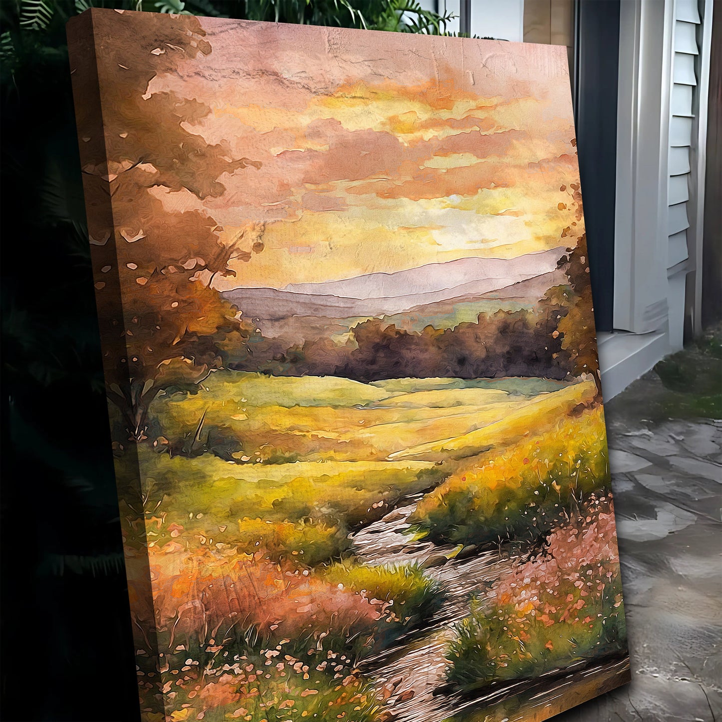 Misty River Landscape Canvas Wall Art