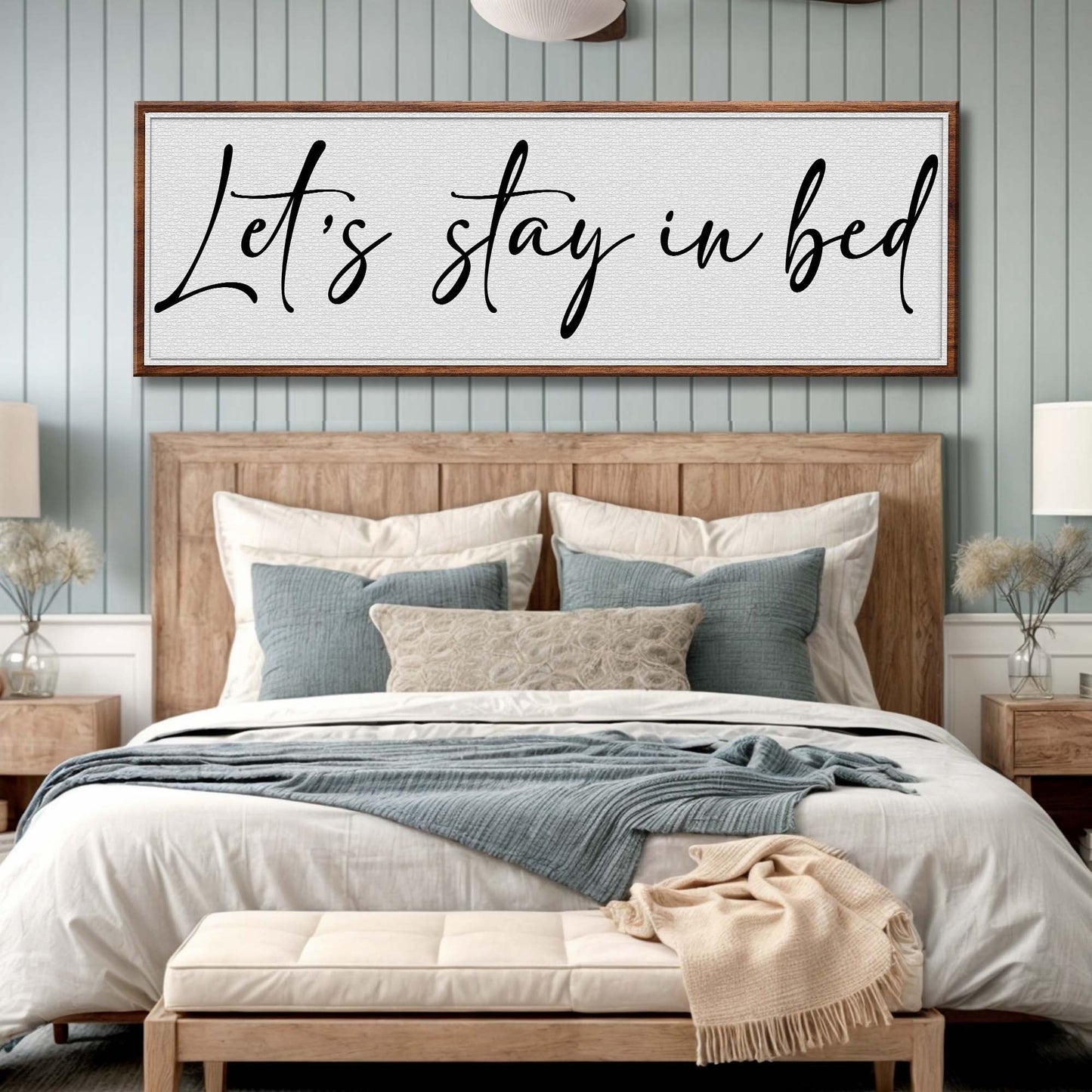 Let's Stay in Bed Bedroom Canvas Wall Art