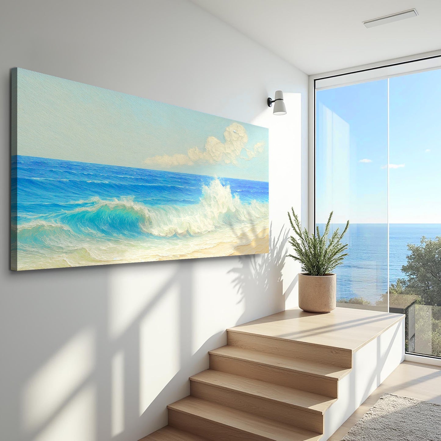 Serene Ocean Wave Coastal Canvas Wall Art