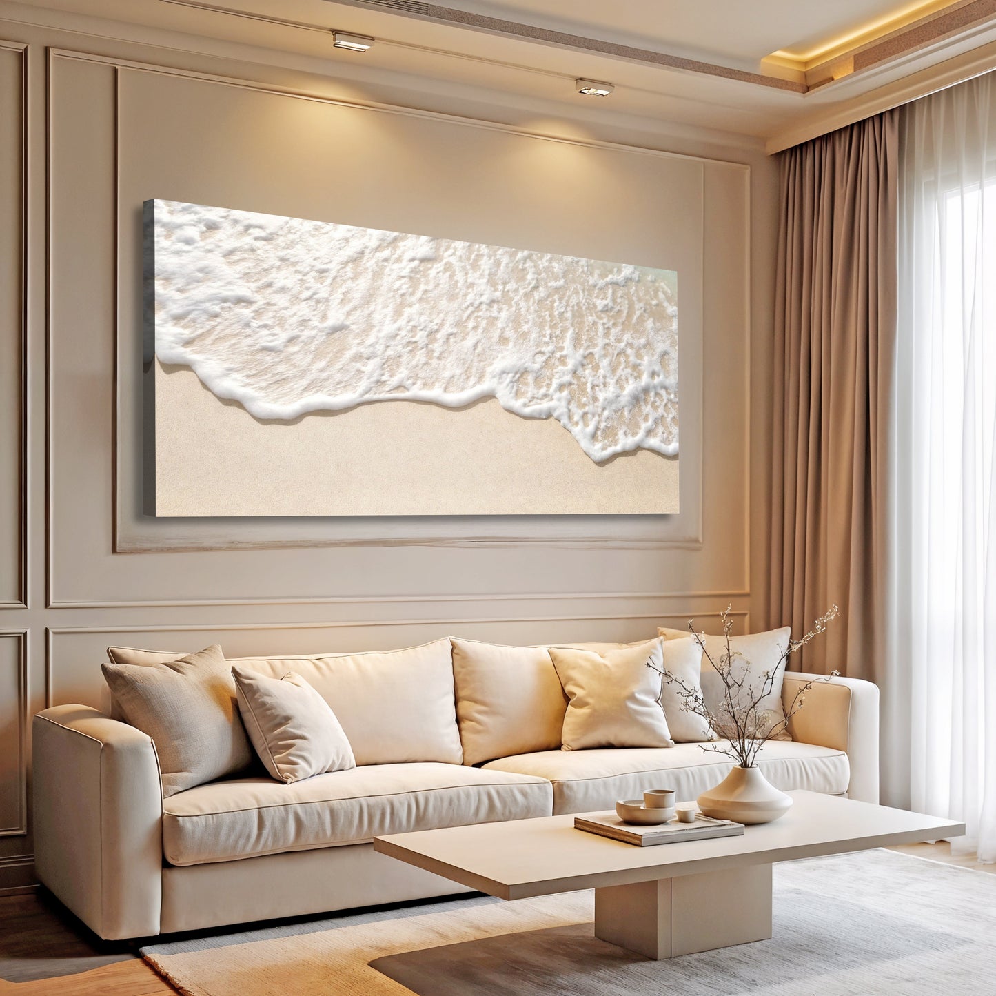 Sandy Waves coastal canvas wall art II with airy seaside wave and sand design