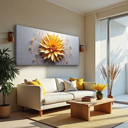 Golden Dandelion Minimalist Canvas Wall Art - Abstract Print