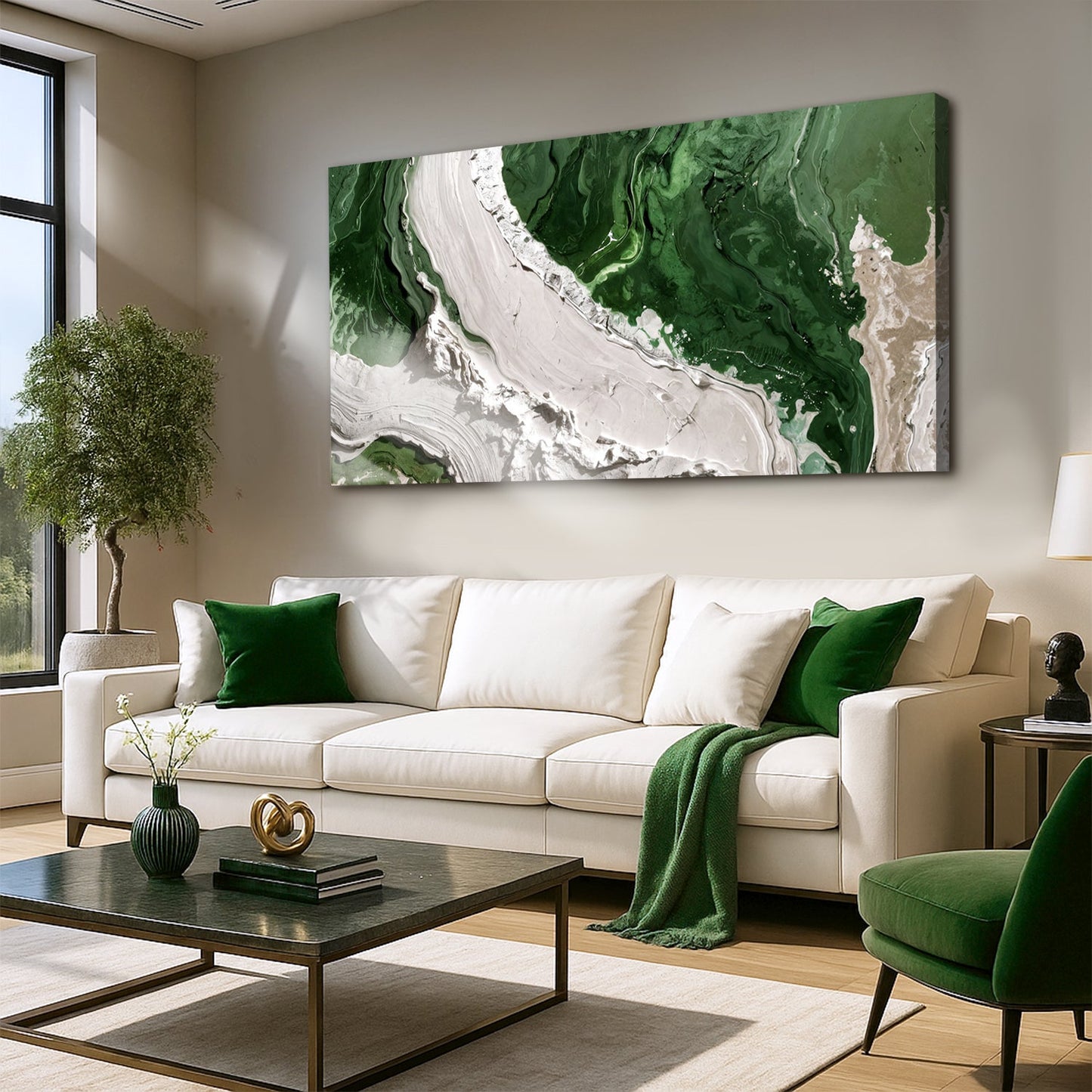 Green Rivers Abstract Canvas Wall Art IV