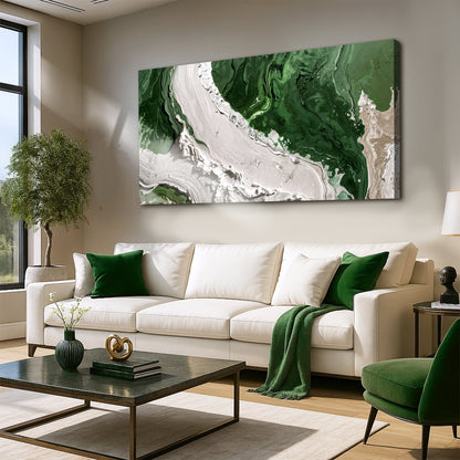 Green Rivers Abstract Canvas Wall Art IV