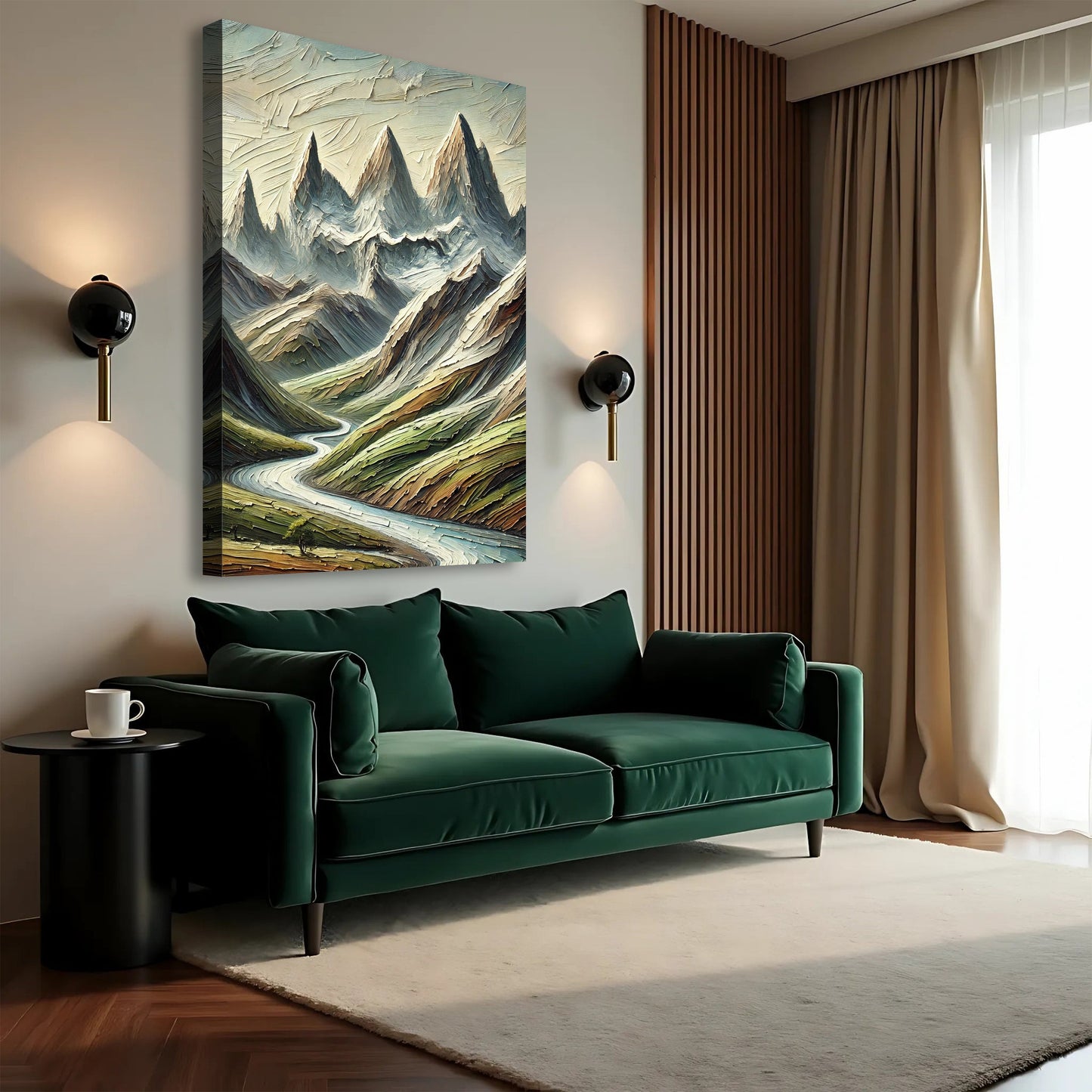 Abstract Mountain And River Landscape Canvas Wall Art II