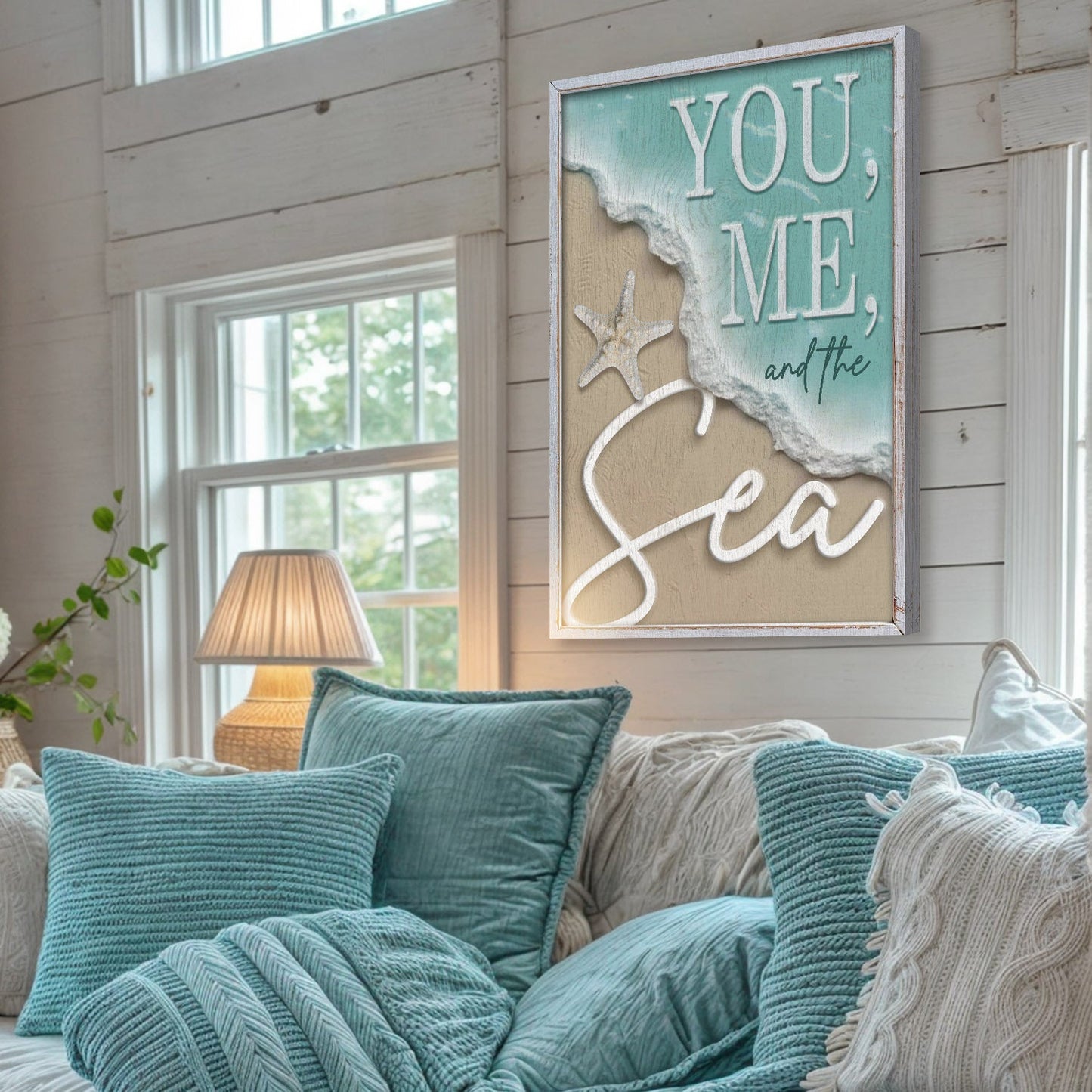 You Me and the Sea Shore Canvas Wall Art