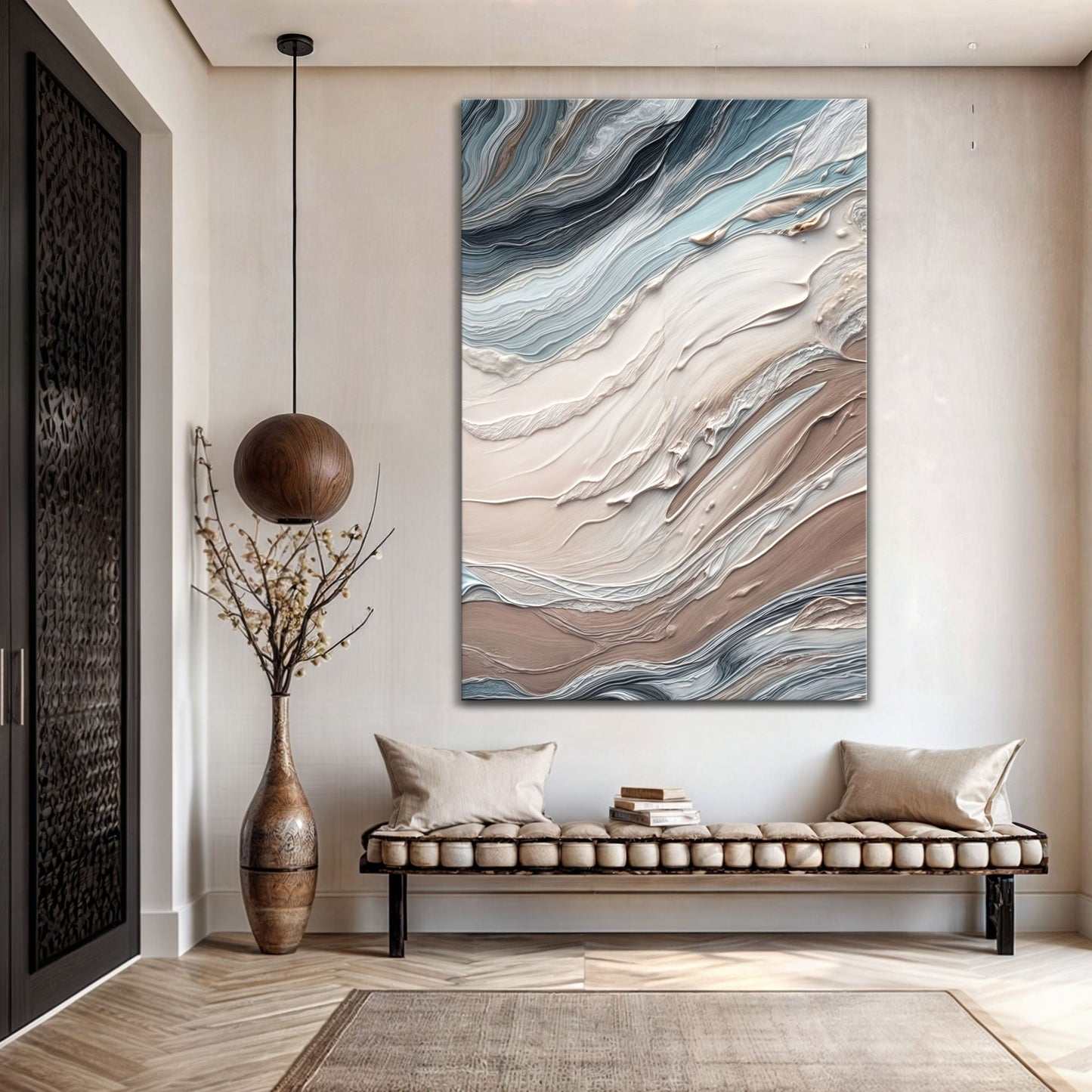 Earth Tone Swirls Abstract Canvas Wall Art