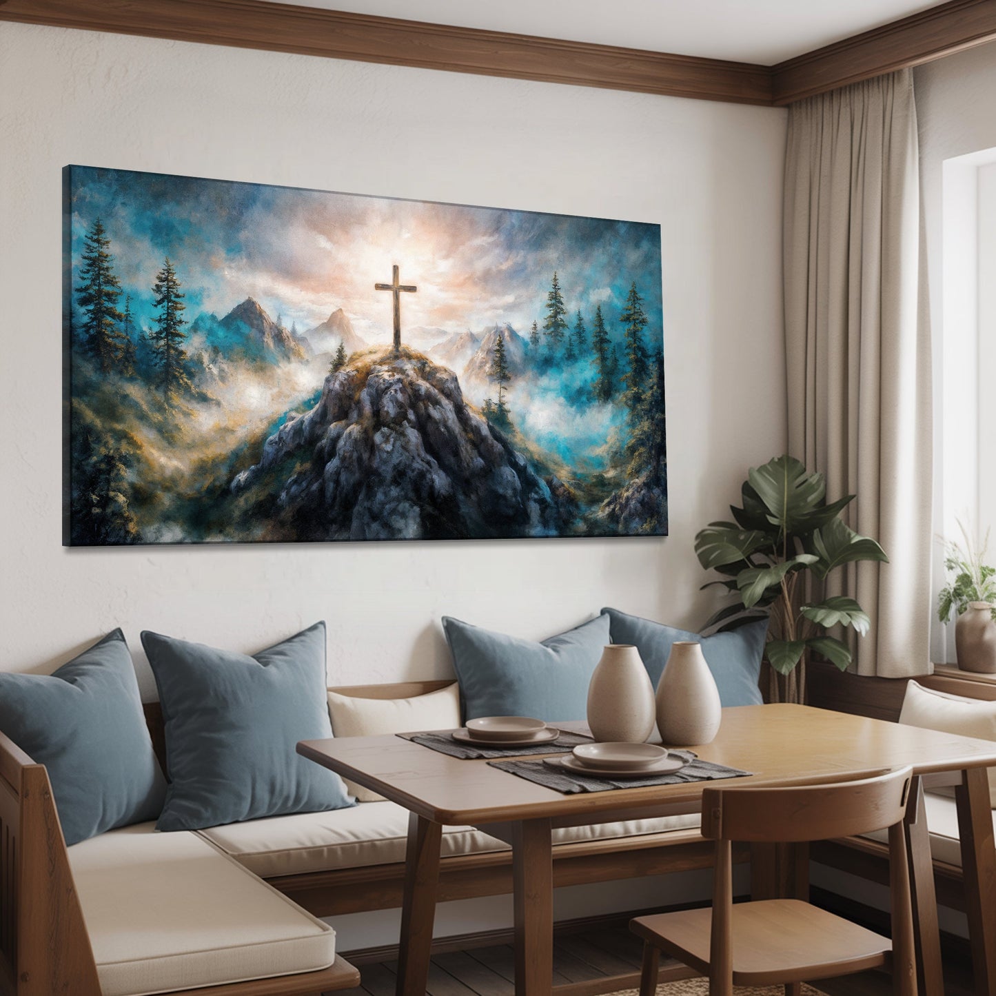 Cross on a Hill Faith Canvas Wall Art