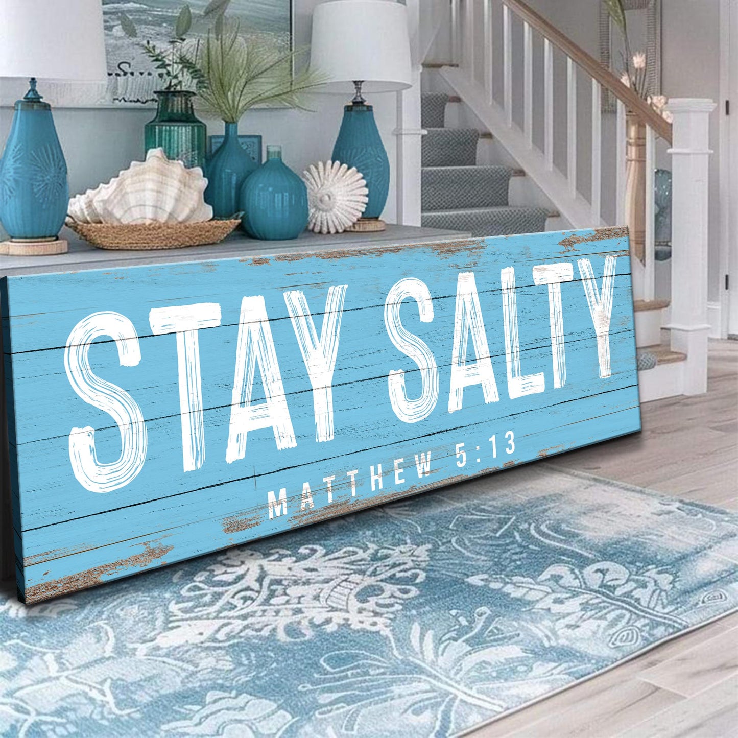 Stay Salty Coastal Ocean Canvas Wall Art