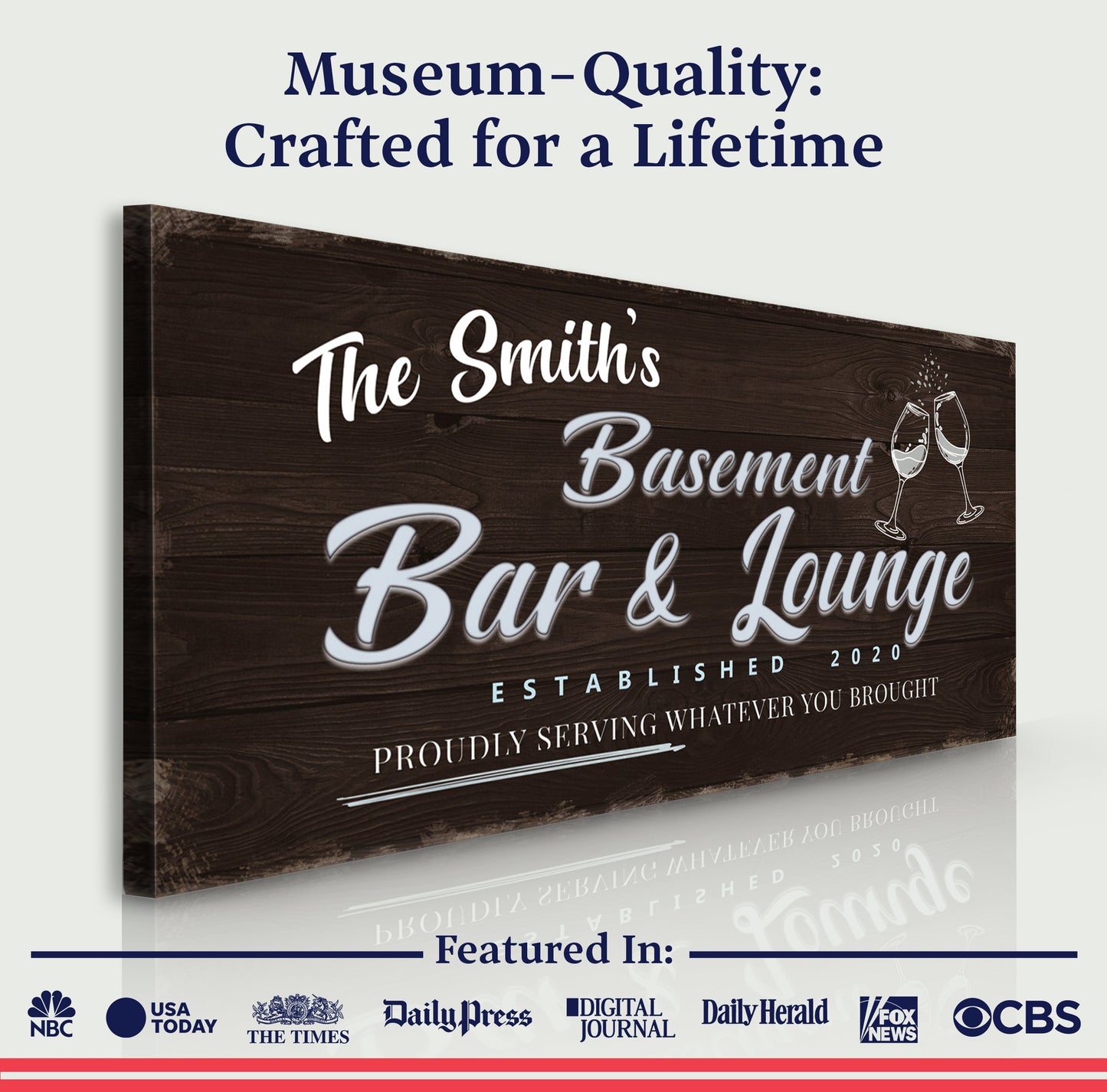 Basement Bar and Lounge Canvas Sign