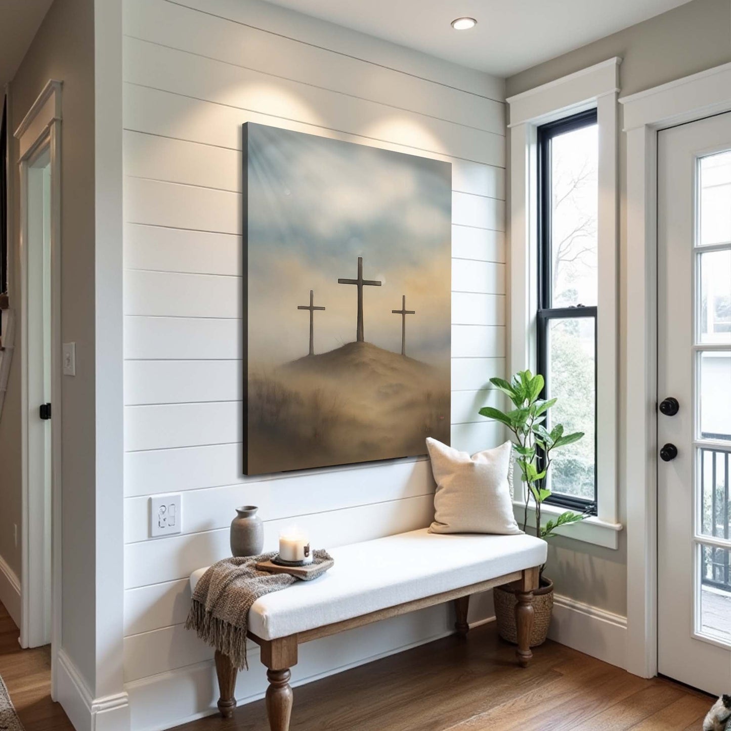 Three Crosses on Calvary Faith Canvas Wall Art