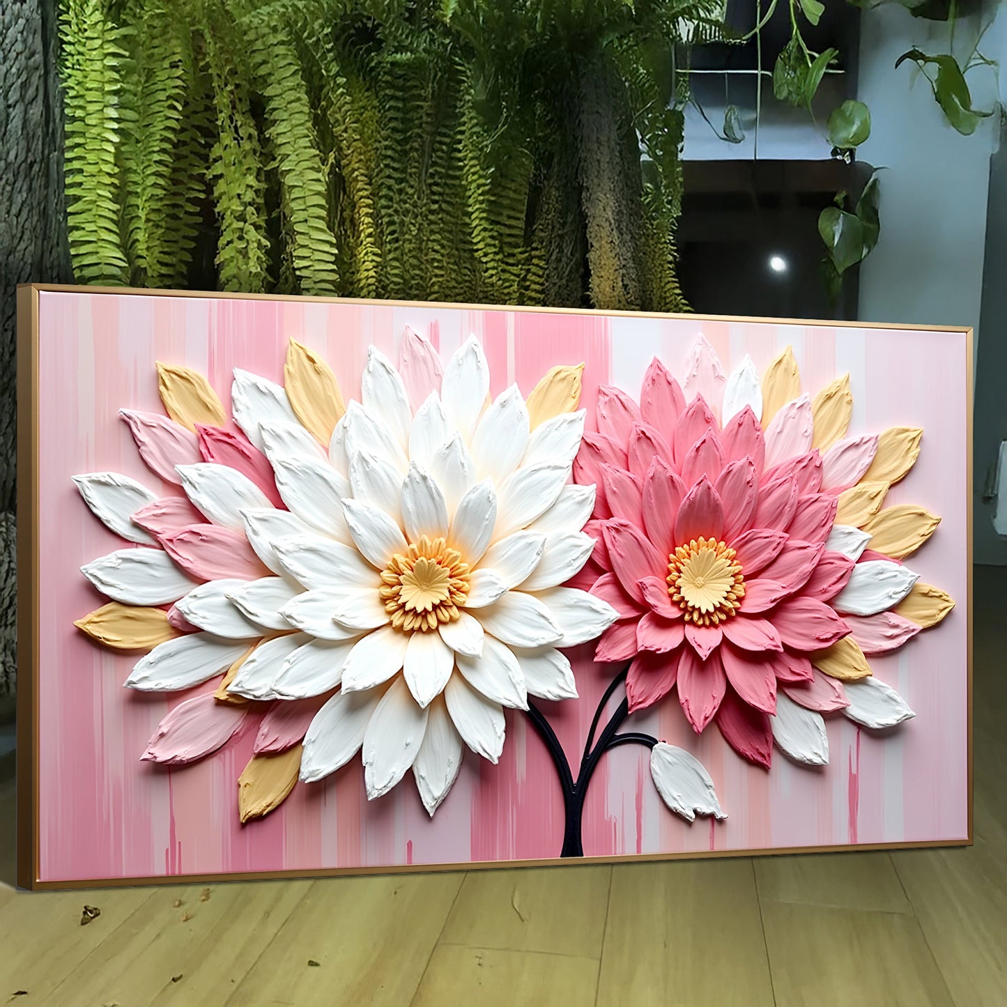 Blushing blooms pink floral canvas wall art with soft blush rose botanical decor