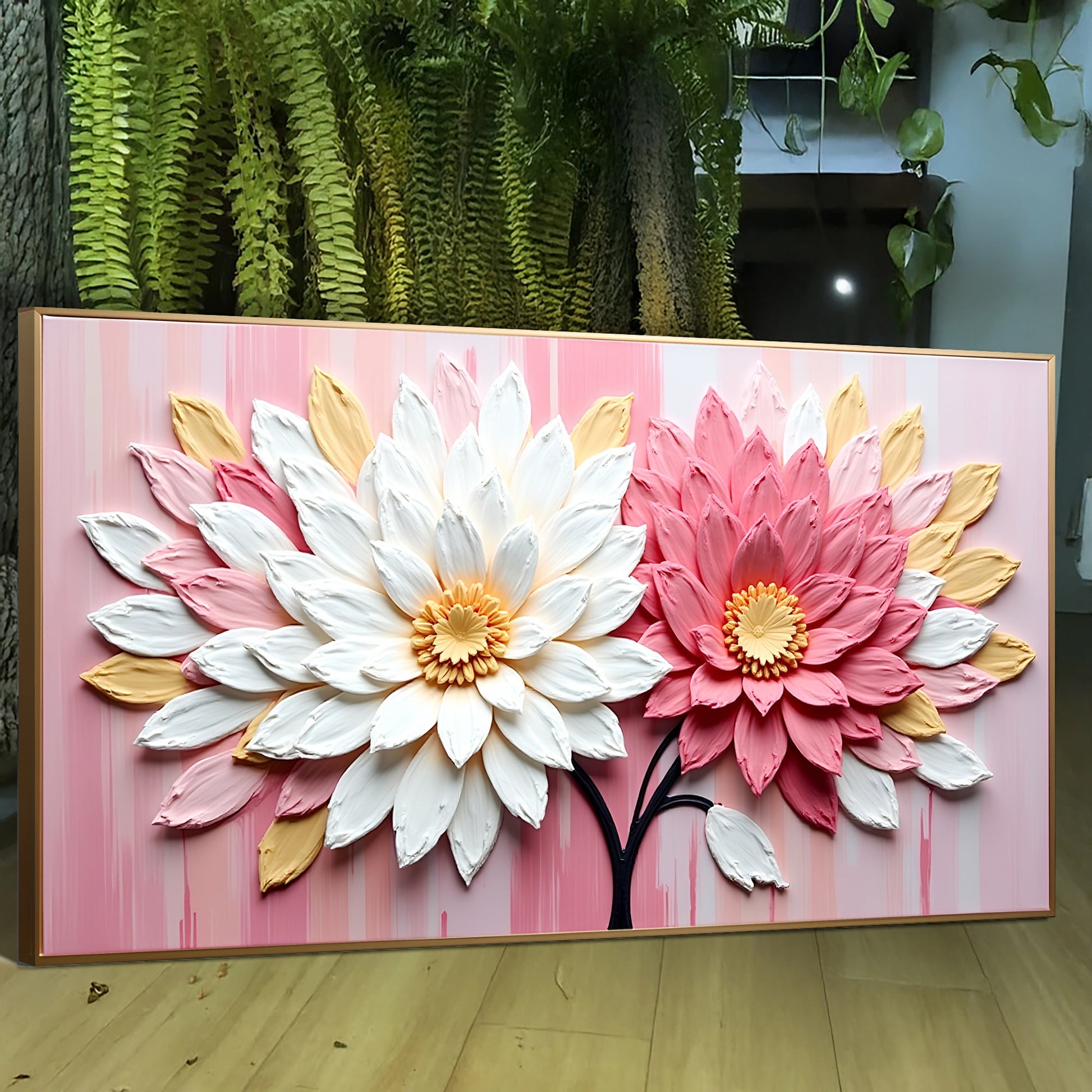 Blushing blooms pink floral canvas wall art with soft blush rose botanical decor