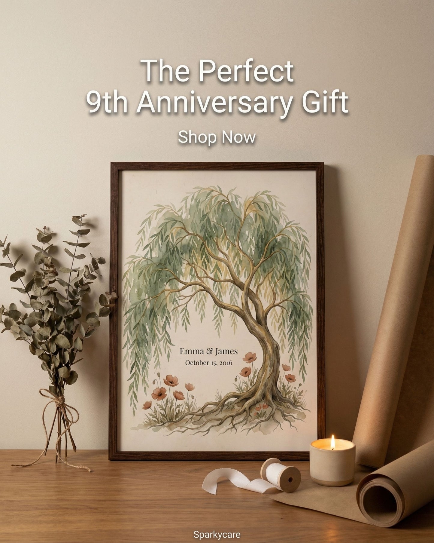 Personalized Willow Tree 9th Anniversary Wall Art