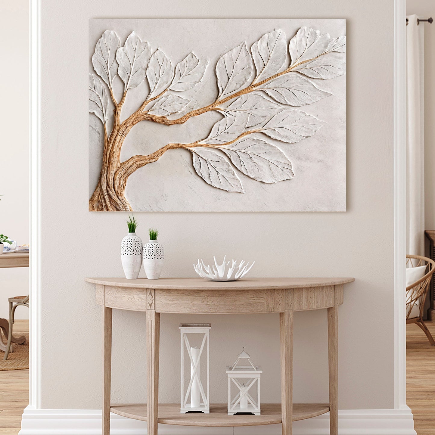 Calm Ivory Clay Abstract Canvas Wall Art
