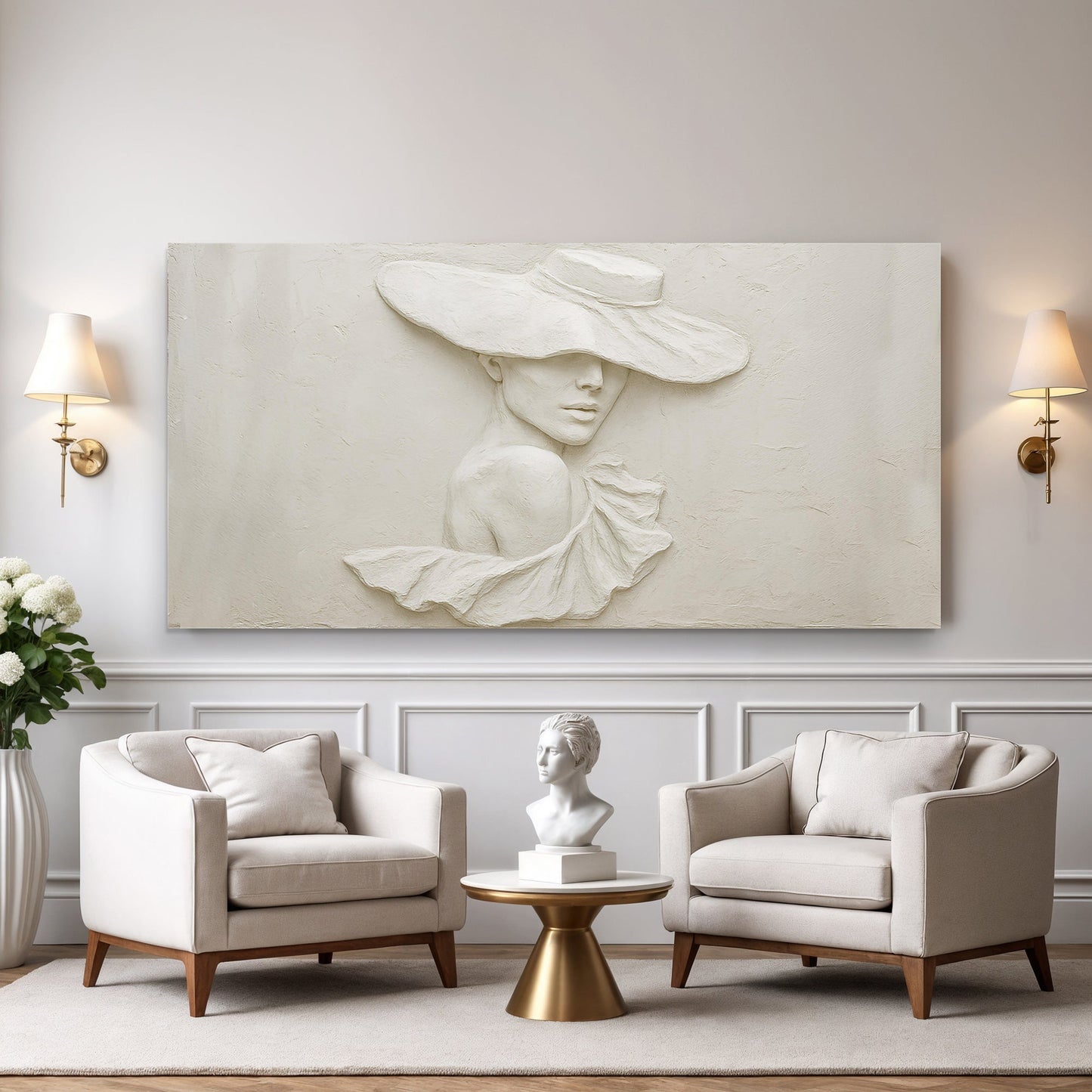 3D Minimalist Female Portrait Canvas Wall Art