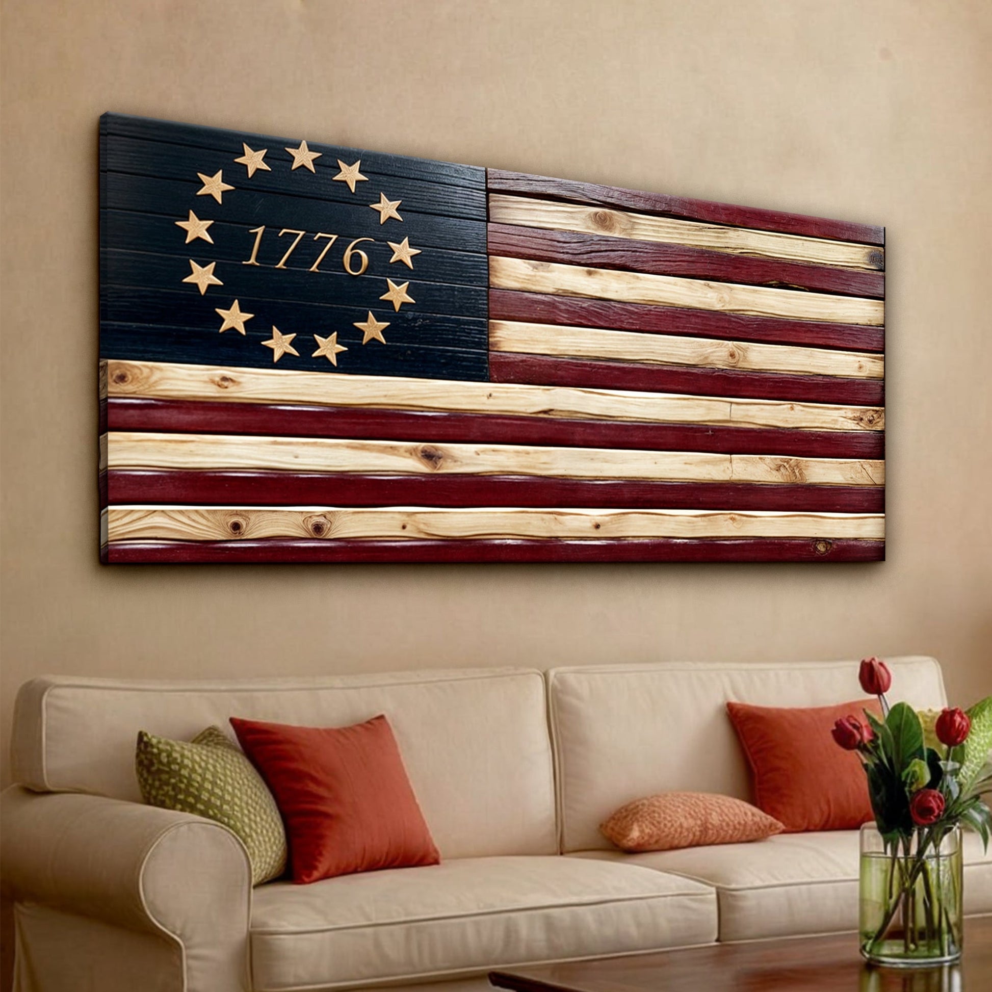 1776 American flag canvas wall art