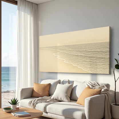 Cream Beach and White Surf canvas shown in a styled room setting, view 4