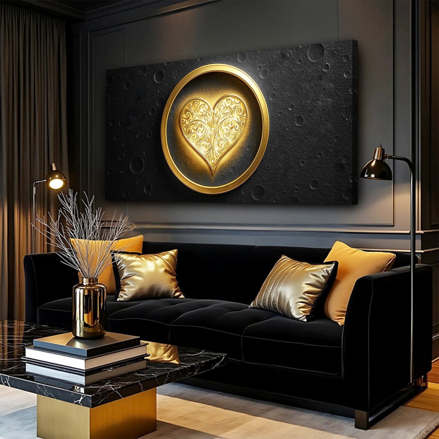 Heart Eclipse Abstract Canvas Wall Art