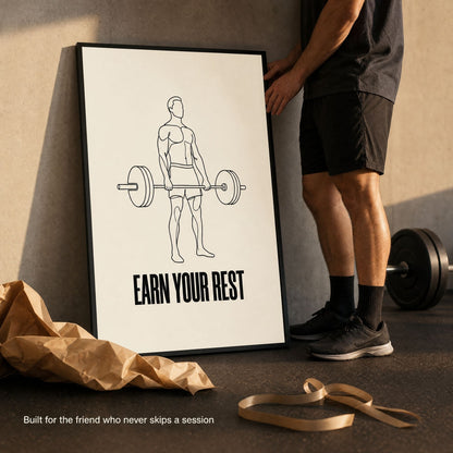 Barbell Wall Art for Home Gym - Framed Minimalist Deadlift Print