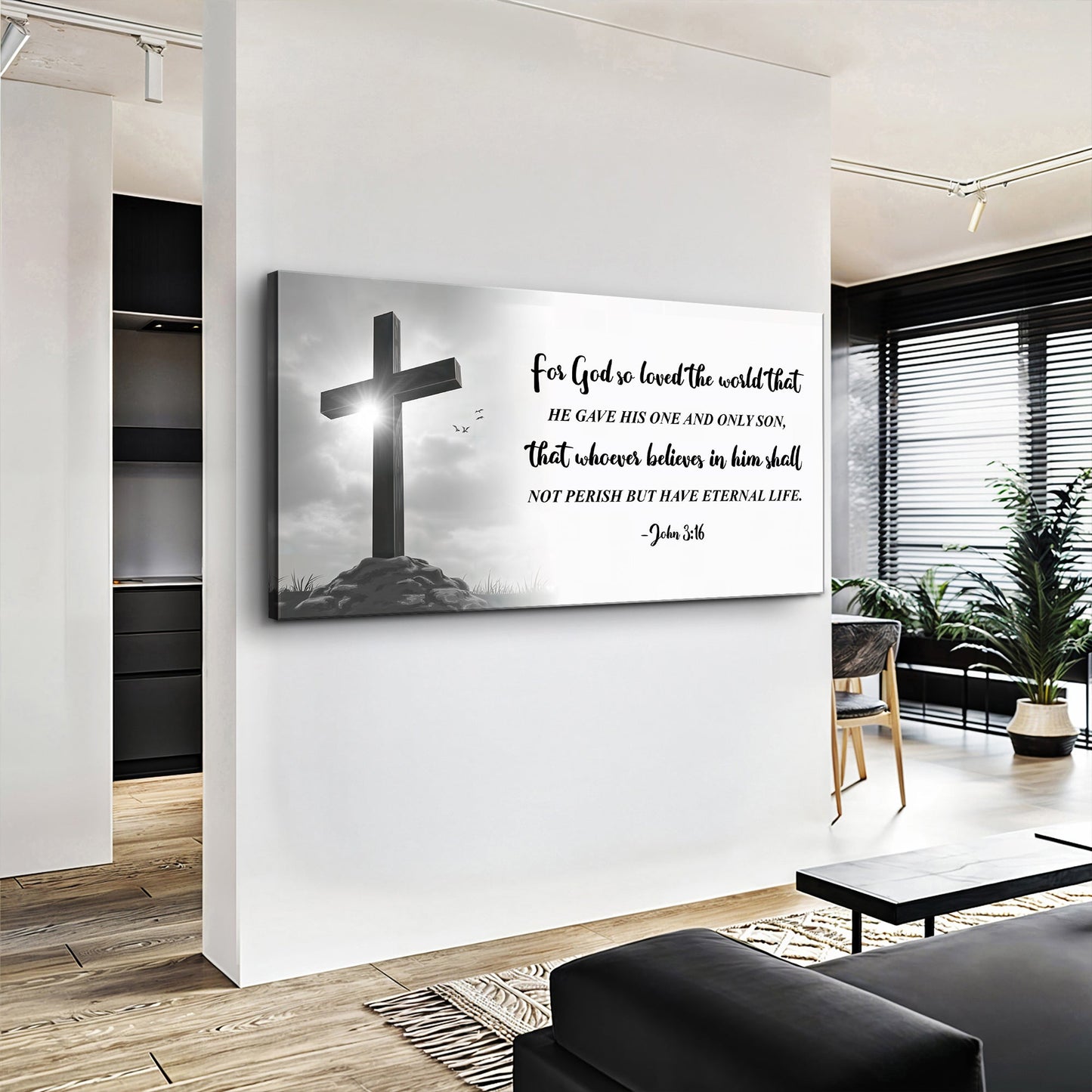 John 3:16 Christian Canvas Wall Art Sign