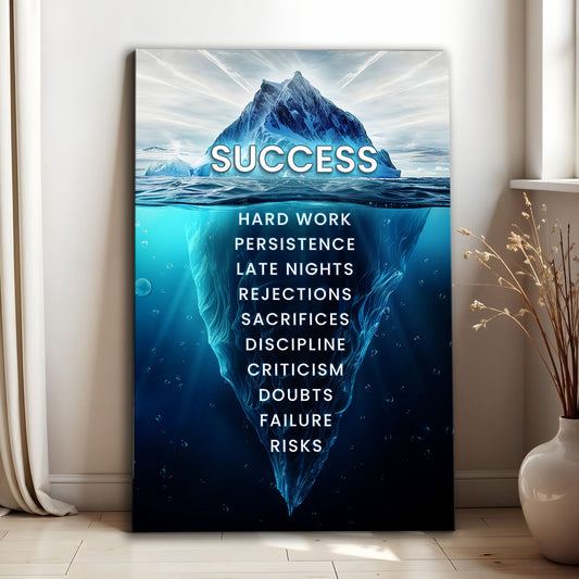 Success motivational canvas wall art sign for office or home gym