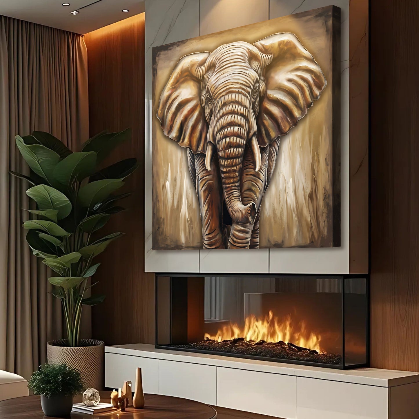 3D Elephant Canvas Wall Art