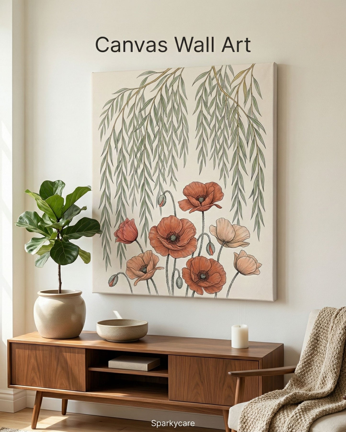 Willow Tree and Poppy Botanical 9th Anniversary Wall Art