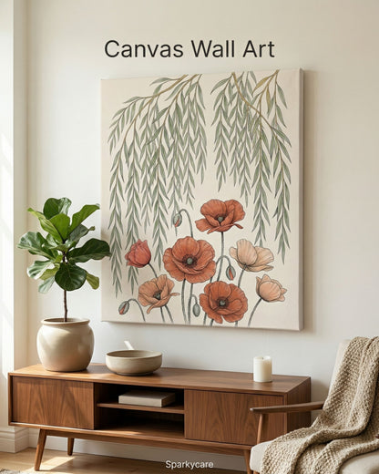 Willow Tree and Poppy Botanical 9th Anniversary Wall Art