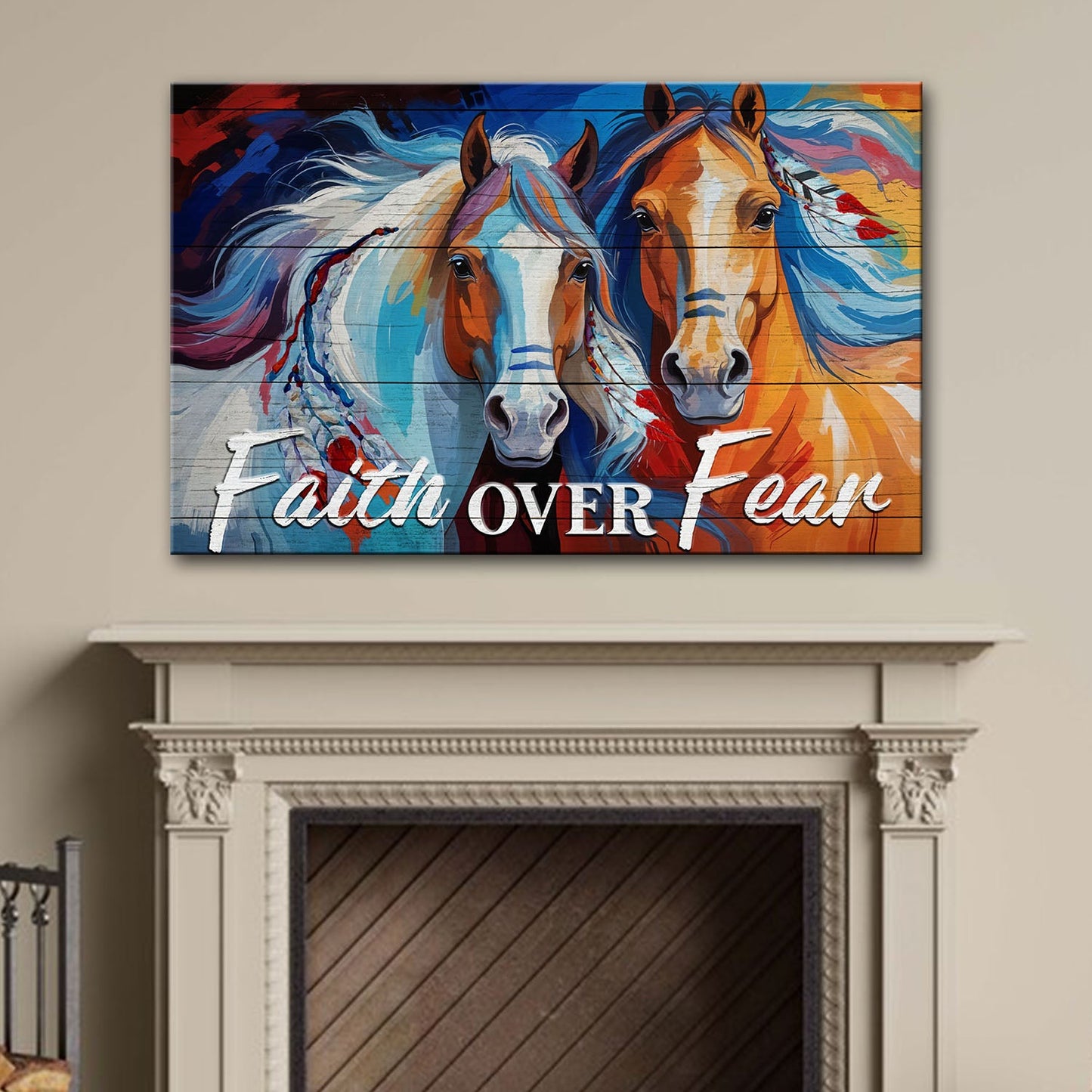 Faith Over Fear Canvas Wall Art Sign IV