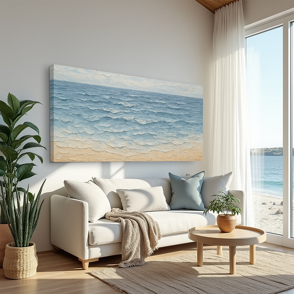 Serene Ocean Wave Coastal Canvas Wall Art