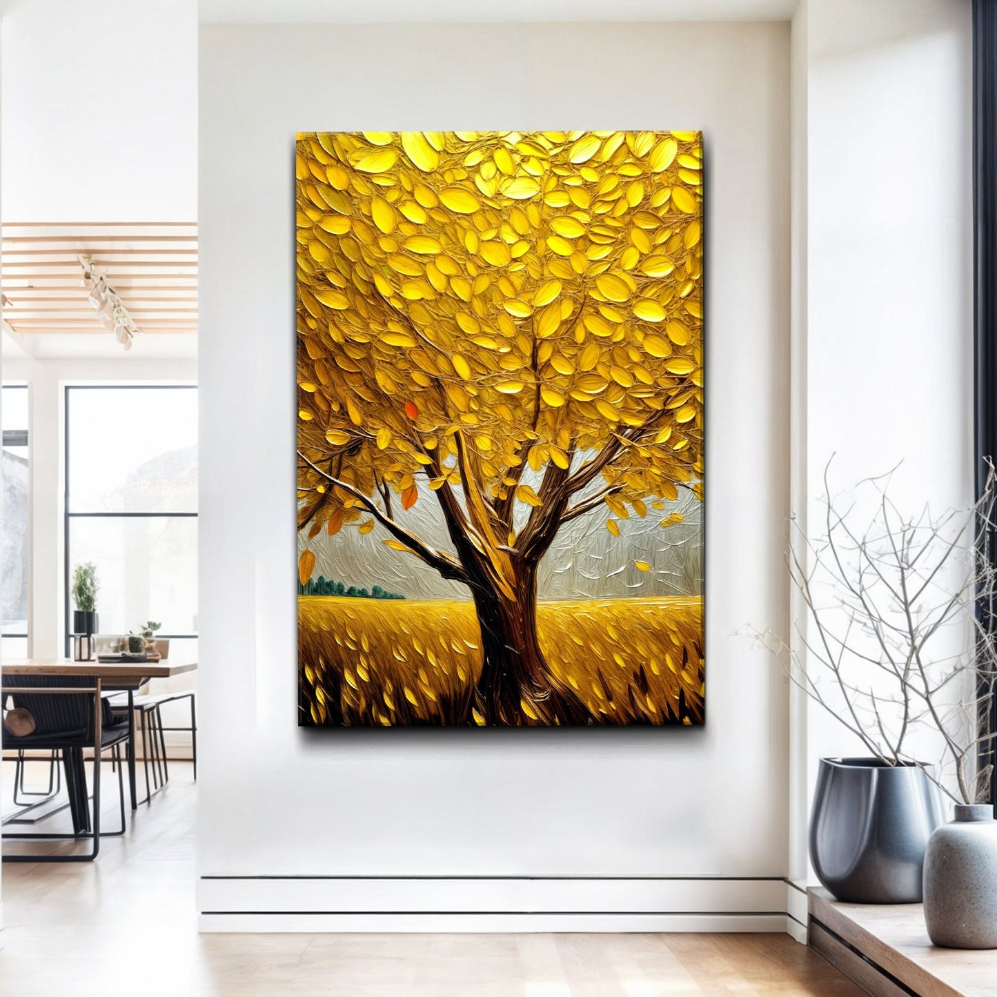 Golden Tree Breeze Canvas Wall Art - Nature Print