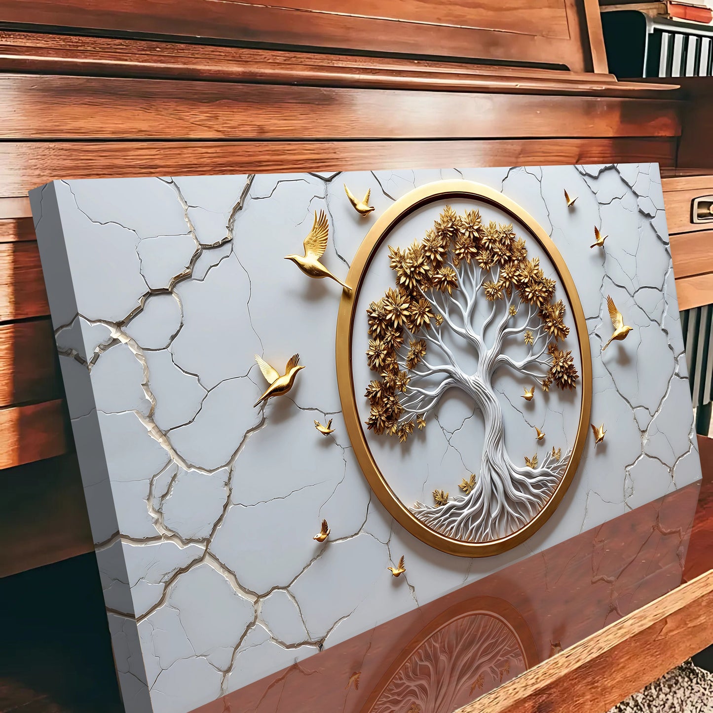 3D Celtic Tree of Life Canvas Wall Art White