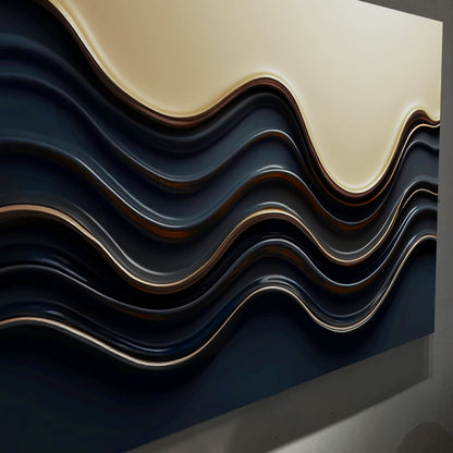 Black Wave Bands Under Cream and Gold canvas shown in a styled room setting, view 5