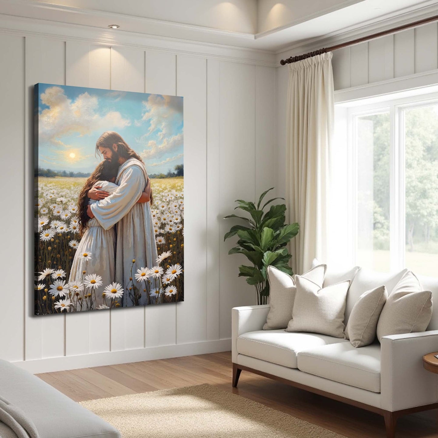Jesus Hugging Woman Faith Canvas Wall Art
