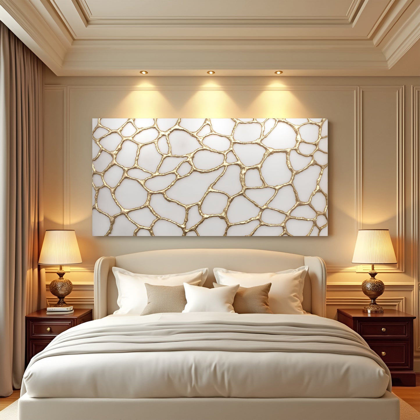 Golden Neurons Abstract Canvas Wall Art - Science Print