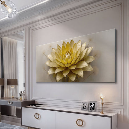 Golden Lotus Minimalist Abstract Canvas Wall Art