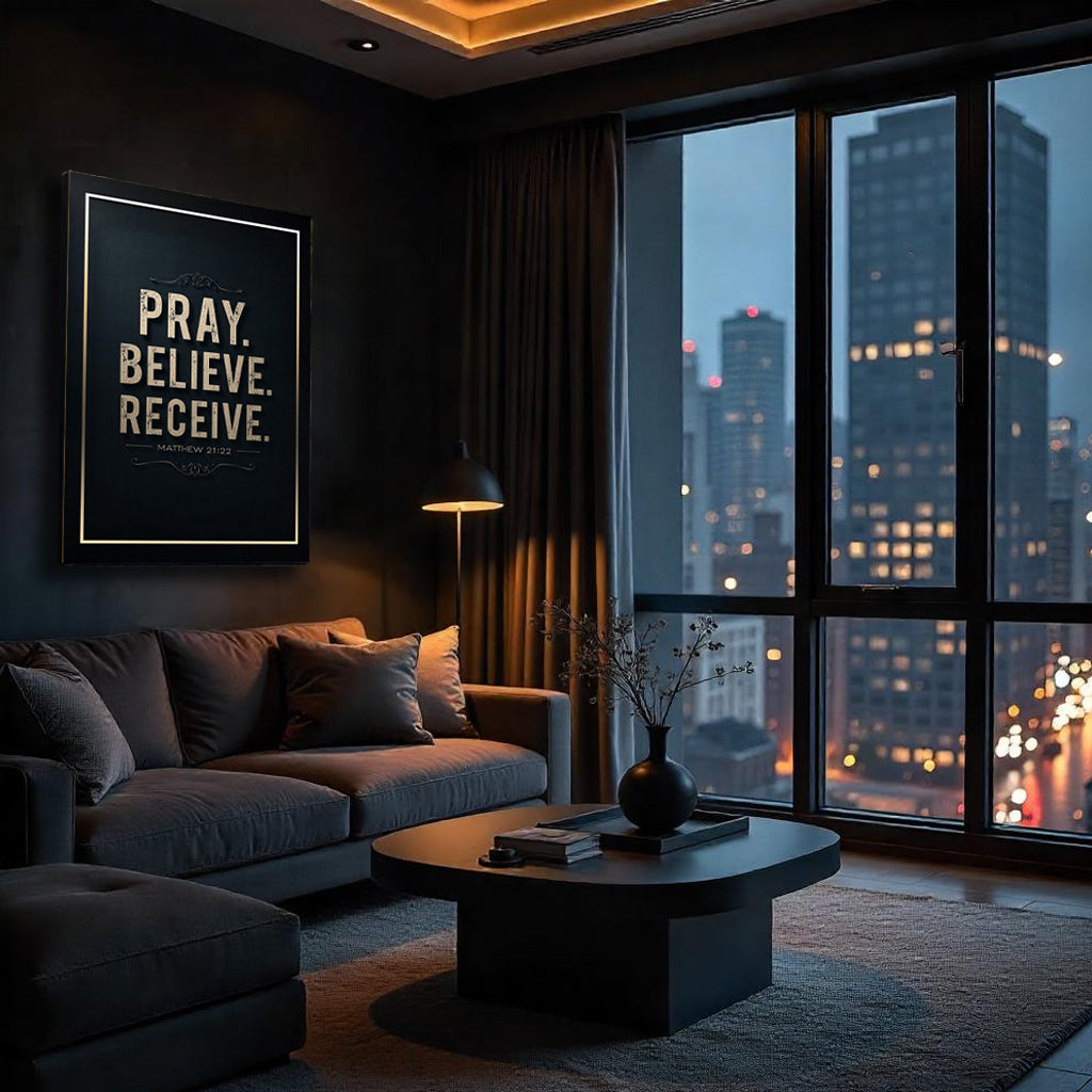 Matthew 21:22 Pray Believe Receive Faith Canvas Wall Art