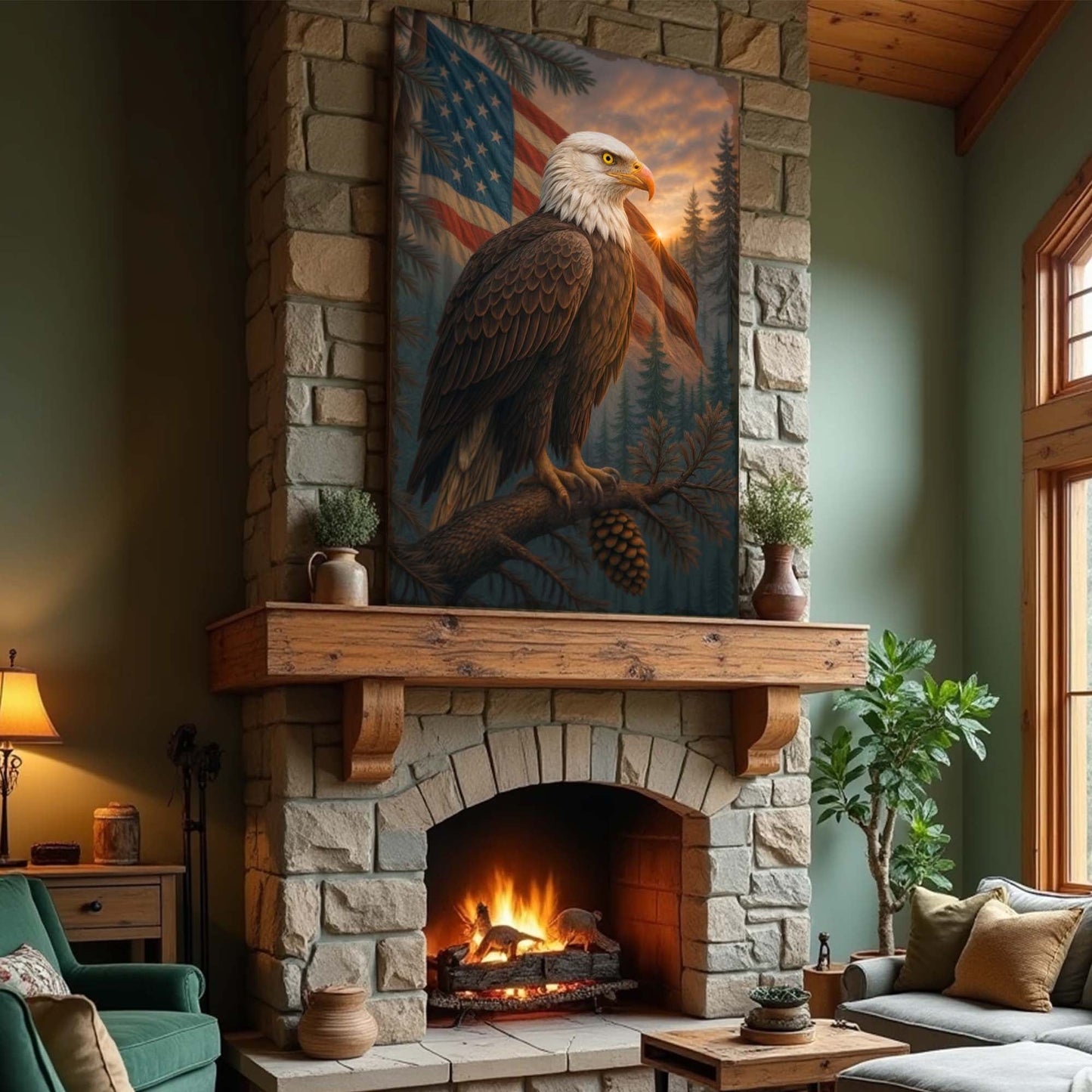 Sentinel of the Pines Eagle Canvas Wall Art