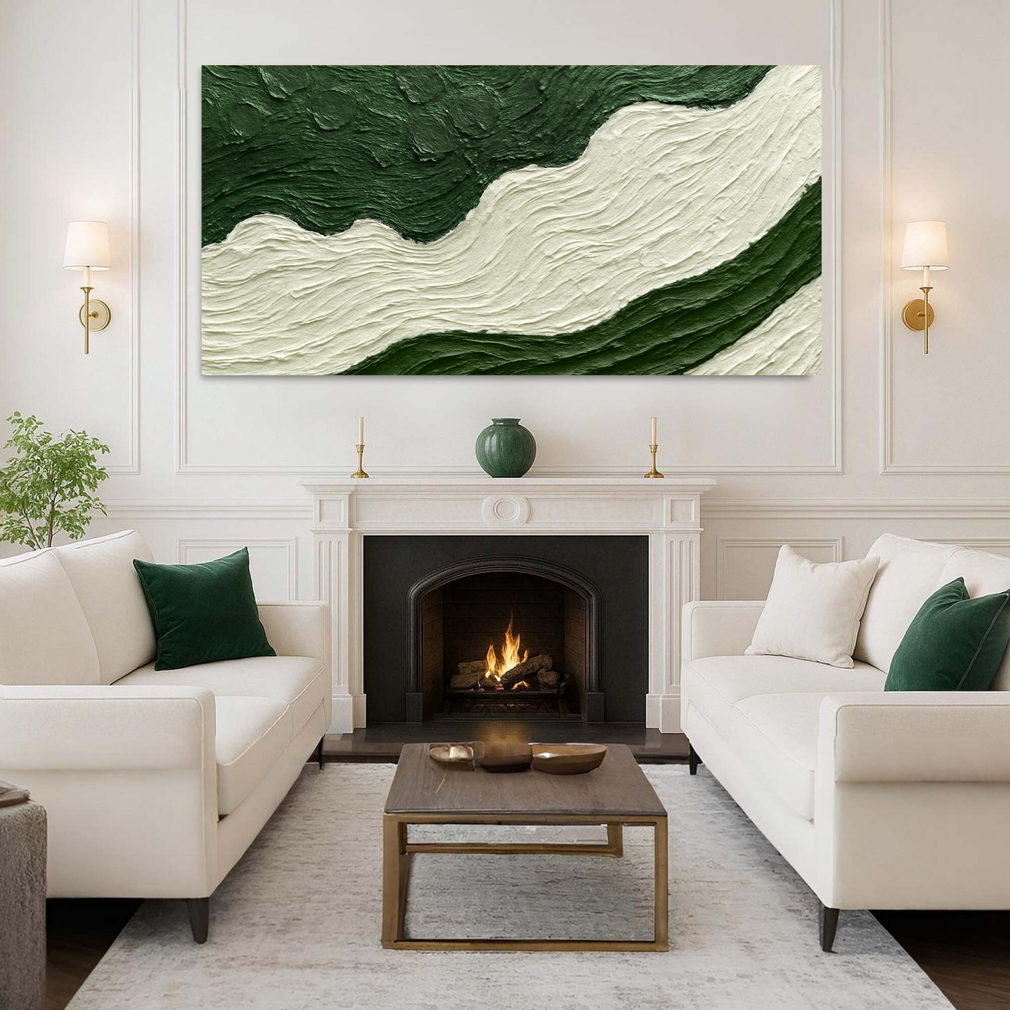 Green Rivers Abstract Canvas Wall Art VII