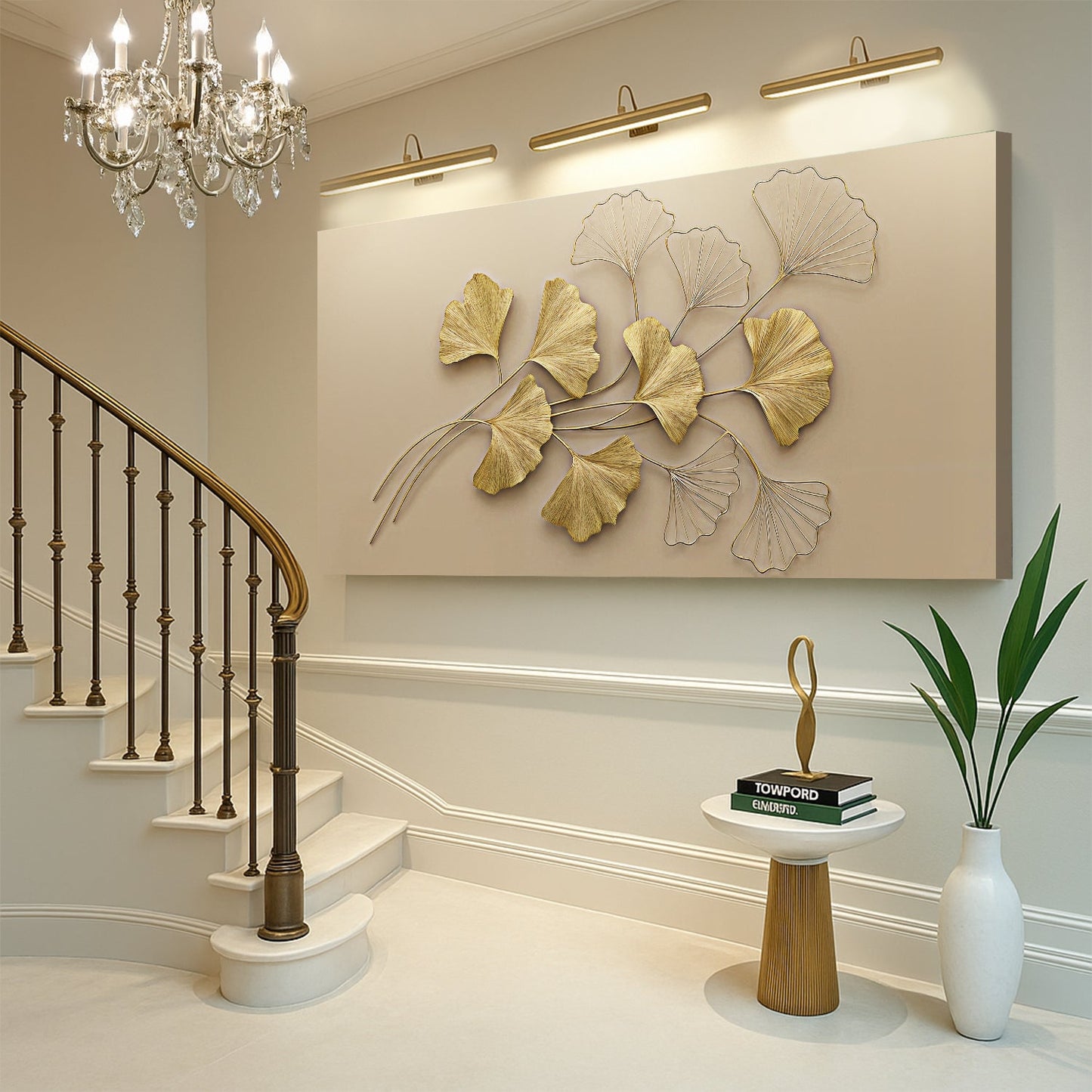 Golden Botanical Canvas Wall Art - Floral Nature Print