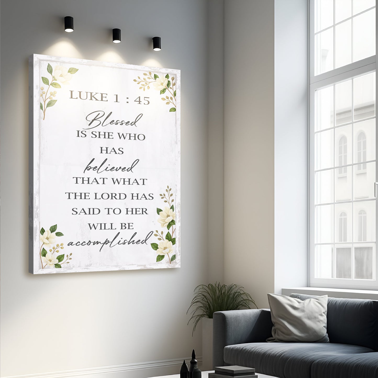 Blessed Is She Who Has Believed Luke 1:45 Canvas Wall Art