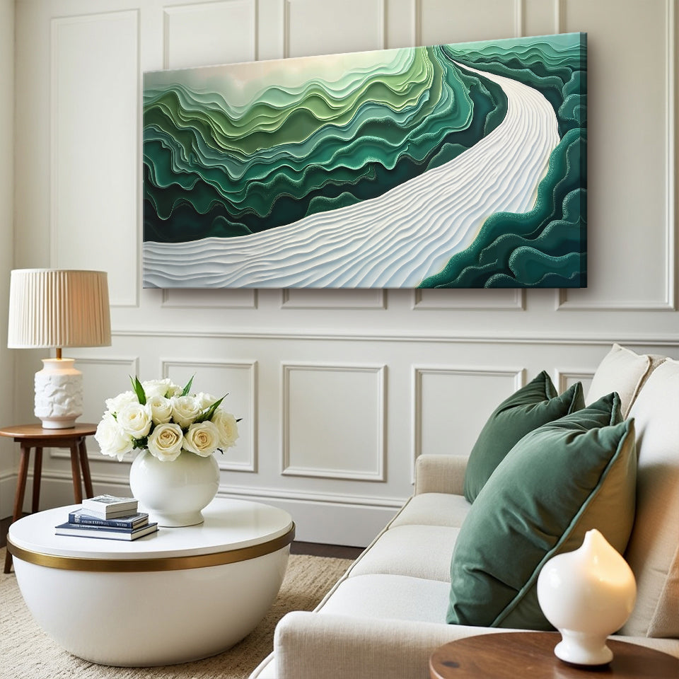 Green Rivers Abstract Canvas Wall Art