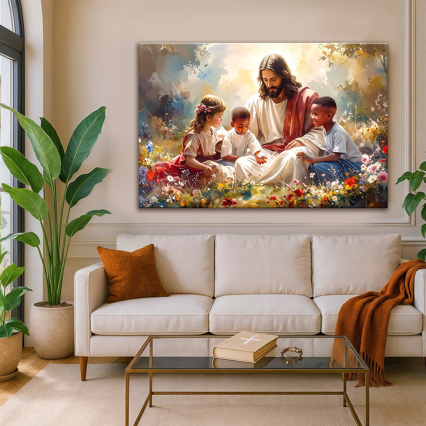 Jesus and Children Faith Canvas Print