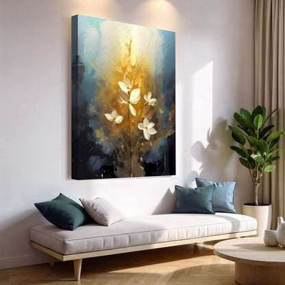 Golden Glow Flower Canvas Wall Art - Elegant Floral Print