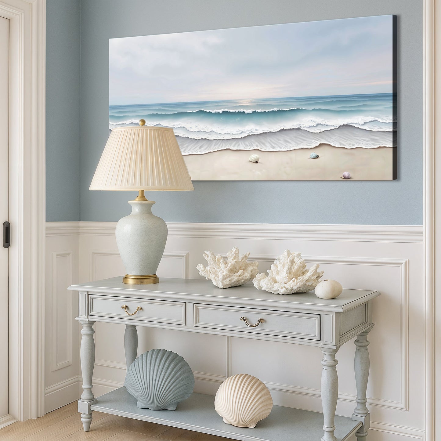 Serene Ocean Wave Coastal Canvas Wall Art